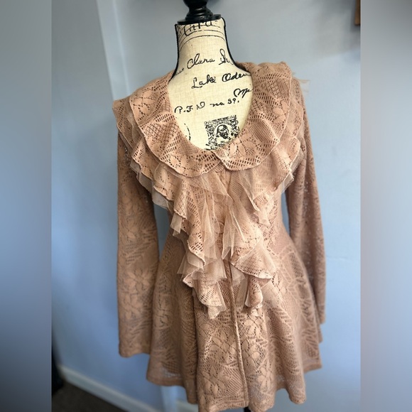 Ryu Anthropologie cardigan whimsical regency prairie chic feminine pioneer boho - Picture 2 of 12
